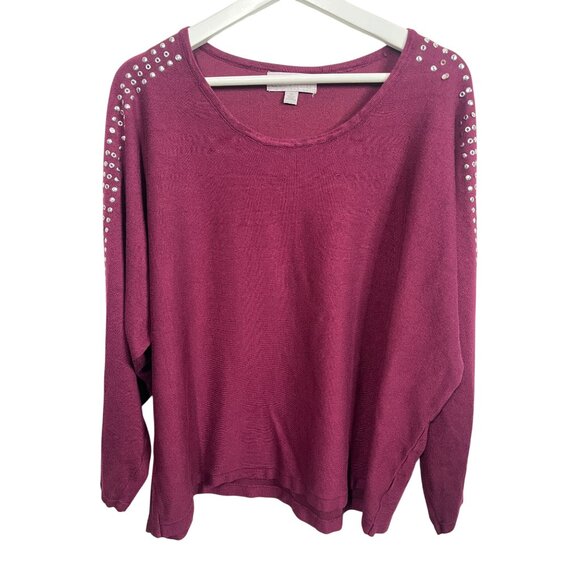 Carolyn Taylor Sweater Womens Knit Top Pullover Studded Dolman Plus Size 1X Fall - Picture 1 of 15